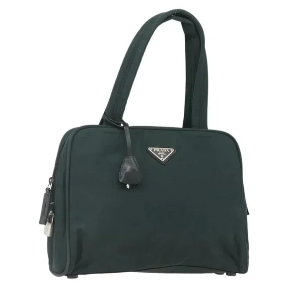 PRADA Hand Bag Nylon Green Silver Auth 151461 - Picture 1 of 16